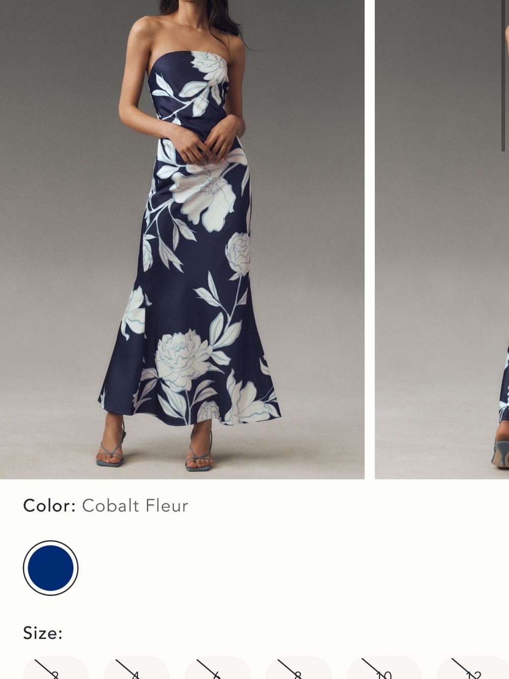 Lucile strapless fit fit and flare Maxi Dress color: cobalt fleur